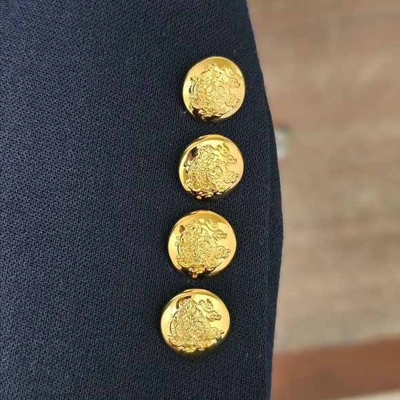 Lauren Ralph Lauren Vintage Navy Blue Blazer with Crest & Gold Buttons Size 6 - Picture 5 of 10